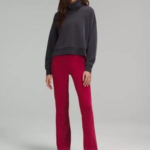 Lululemon Red Brushed Softstreme Ribbed Zip Flared High Waisted Leggings Size 4